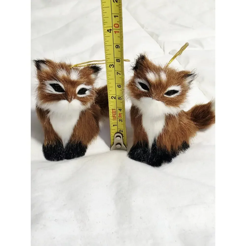 Fox Christmas Ornament Set of 1 Brown White 3